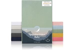 Laleni Draps Housses 60/70 x 120/140 cm en Jersey - Drap Housse Bebe certifié Oeko-TEX - Draps 60x120 lit Bebe 100% Coton - Drap Housse 60x120 lit Bebe - Drap Housse 70x140 - Drap 70x140 Bebe en Vert