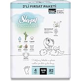 حفاضات Sleepy Bio Natural المكونة من قطعتين رقم 4 ماكسي 82 حفاضات فيلكرو