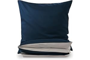 Blumtal Juego de Funda Nórdica de Microfibra Premium Extra Suave - Nórdico Cama 150 - Set de 3 Piezas Funda Nórdica + 2 Fundas de Almohadas, Azul Océano Oscuro/Gris Claro de Luna