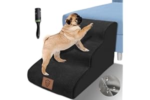 Zvonema Scaletta per Cani 3 Gradini,Scaletta per Animali Domestici in Schiuma per Divano e Letto,Rivestimento,Impermeabile,Lavabile, rampa per Cani di Piccola Taglia, Portatile