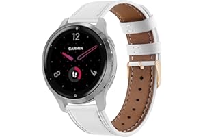 NEMUALL Pasek do zegarka Garmin Venu 2S/3S/Vivoactive 4S/Vivomove 3S, skórzany pasek do zegarka, prawdziwa skóra, zapasowy pasek do zegarka Garmin Forerunner 255S/265S, pasek 18 mm, skórzany pasek