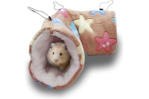 QeeHeng Meerschweinchen Frettchen Ratten Hängematte – Meerschweinchen Hängetunnelbett Haustier Hängematte für Kleintiere Hamster Chinchilla Gleiter Frettchen Versteck Schlafkäfig-Zubehör braun