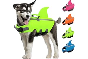 AOFITEE Giubbotto di salvataggio per cani piccolo, regolabile, squalo con manico di salvataggio, per cani riflettenti, alta flottazione, per cani di taglia piccola, media