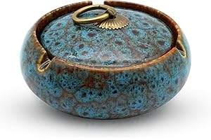 SPERMUOY Aschenbecher aus Keramik mit Deckel,Keramik und Winddichte Aschenbecher für Raucher, Handgemachte Kreativer Sturmaschenbecher als Dekoration für Zuhause und Büro