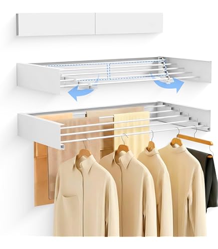 SOUTH AREA - Étendoir Mural Rétractable Et Pliable - Espace Efficace Et Polyvalent, Charge 30 Kg - Design Moderne, (100 Cm, Blanc