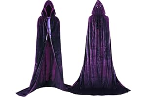 Proumhang Fioletowy Płaszcz z kapturem Długi aksamit Dla dorosłych Unisex Fancy Dress Kostium Halloween Boże Narodzenie-190cm