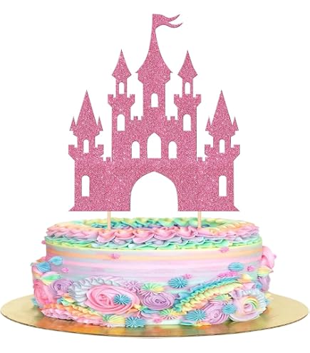 Geburtstagstorten-Dekoset – Rosa Plug-in Deko Mit Schloss, Windmühle & Ballon Für Kuchen, Cupcakes & Backwaren
