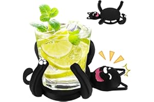 XINRONGDA 3D Printed Cat Coaster, Cat Cup Holder with Funny Expression & Liftable Limb, Mat for Coffee Beer Mug Wine Glass Home Bar, Unique Gift for Lovers
