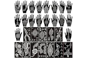 Xmasir Set of 30 Sheets Indian Arabic Tattoo Stencil, Temporary Tattoo Template Kit, Flower Stencils for Women Girls (Only Templates,No Tattoo Ink)