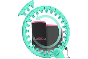 JLoibao Weighted Hula Circle Hoop for Adults with Weight ball, Infinity Fiteness Hoop Plus Size 66-130 CM, Include 27 Detachable Links and Waist Trainer for Women