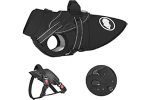 KORJOEE wasserdichte Hundemantel mit Abnehmbarem Geschirr, Winter Warme Hundejacke für Kleine und Mittlere Große Hunde, Reflektierende Winterhundkleidung für Teddy Chihuahua Bulldogge Labrador