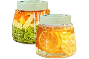 PORFOYO 2pcs Bocaux De Fermentation avec 2 Ouvertures D'aération 1000ml, Bocal De Fermentation, Bocal Fermentation Bocal en Verre Bocaux en Verre pour Faire des Cornichons Kimchi, De La Choucroute