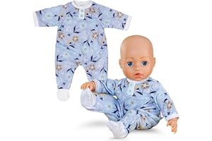 Baby Annabell Blue Romper - Soft fabric with floral patterns - Fits any 43cm Baby Annabell & BABY born baby dolls doll clothing - Suitable for Children Aged 3+