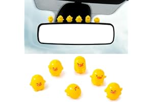 Lot de 6 mini figurines mignonnes - Mabor - Mini canards - Décoration d'intérieur - Rétroviseur - Décoration pour petit canard - Accessoires de voiture - Décorer avec des autocollants à pois