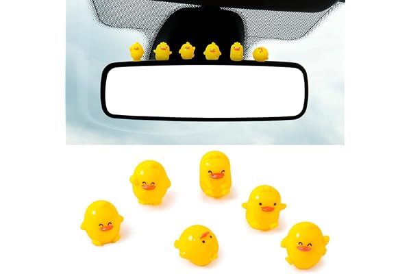 6 pièces de décoration mignonne avec figurines miniatures, Mabor mini canards pour décoration intérieure de voiture, décoration de rétroviseur pour petite cane, accessoires de voiture à décorer avec