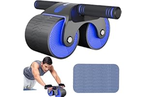 MUMISUTO Bauchroller, Automatisches Rebound Aabdominal Wheel, Bauchtrainer mit rutschfester Kniematte, Bauchroller Für Bauchmuskeltraining Mit Stabilen Doppelrädern Und Automatischem Rückprall