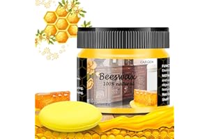 Beeswax Furniture Polish, Wood Seasoning Beeswax for Furniture CARGEN Wood Furniture Cleaner and Polish for Floor Tables Chairs Cabinets for Home Furniture to Protect and Care 1pcs Wood Wax and Sponge