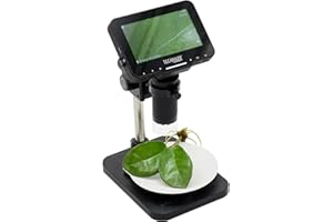 Technaxx Digitalmikroskop Pro TX-277-50-fache Vergrößerung, 4,3-Zoll-IPS-Display, Verstellbarer Winkel & Halterung, 8 LED-Beleuchtung, Foto-/Videoaufnahme, MicroSD- & PC-Konnektivität