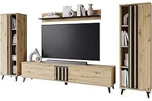 MUEBLES SLAVIC Conjunto de Muebles de salón Helsinki I, Juego de Muebles, Sala de Estar, Mueble TV, (Roble Artisan)