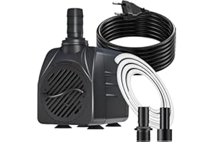 KNIFEL Springbrunnenpumpe 10W 600L/H Teichpumpe Mit 3m Extra-Langes Kabel Schutz vor Überhitzung Funktion Ultra Leise Aquariumpumpe Wasserpumpen für Brunnen, Hydroponik-Systeme, Submersible Tauchpumpe