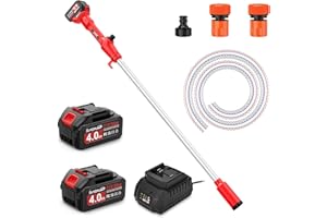 SundpeyPRO Akku Regenfasspumpe Wasserpumpe 21V - Kabellose Stab-Wasserpumpe Max. Förderleistung 2725 L/h und 9 m Förderhöhe, Tauchdruckpumpe mit 2×4000 mAh Akkus für Pool/Gärten/Teiche/Boote/Keller