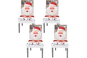 Fuloon 4 6 Pezzi Coprisedia di Natale, Fodere per Sedie da Pranzo Natalizie Decorazione Natalizia, Coprisedie con Schienale Fodere per Sedie Lavabili Removibili per Banchetti Domestici Feste Décor