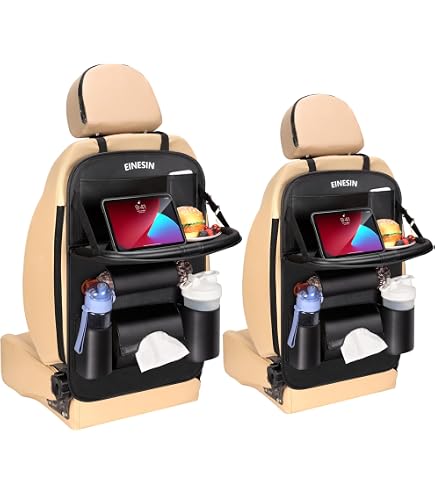 Lot 2x Protège Siège Voiture Enfant En Feutre ECENCE - Organiseur Avec Support Tablette 60 Cm