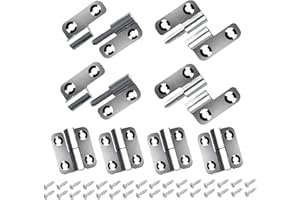 Anstore 4 Pack 1.5" Left & Right Detachable Hinges with Screws 304 Stainless Steel for Furniture, Wood, Gate Small Lift Off Cabinets 33x37x2mm Hinges & 4x16mm Screws for Internal External Doors