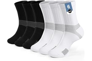 PERMANENTLY001 6-Paia Imbottiti Calzini Sportivi Uomo Donna, Calzini da Tennis Anti-vesciche, Compressione-caviglia Calzini da allenamento atletico Pallavolo Padel Badminton Corsa Basket Trekking