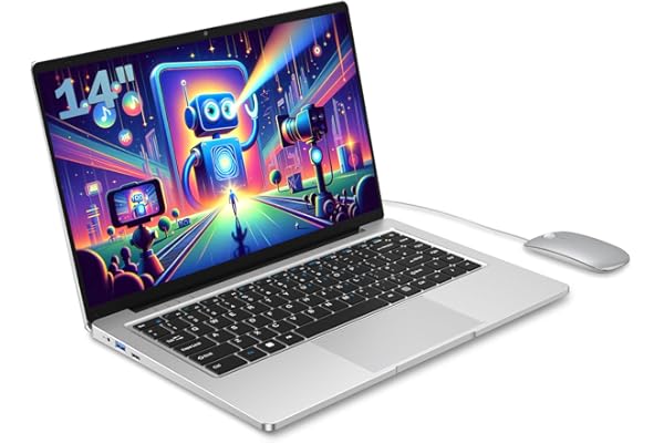 PC Portátil 14 Pulgadas Celeron N4000 (hasta 2.6 GHz) , Computadora Portátil 6GB RAM 128GB SSD, Ordenador portátil W11 Pro Soporte WiFi, Bluetooth, USB 3.0 Mini HDMI, Estudiante/Oficina Laptop.