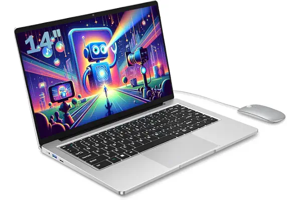 PC Portátil 14 Pulgadas Celeron N4000 (hasta 2.6 GHz) , Computadora Portátil 6GB RAM 128GB SSD, Ordenador portátil W11 Pro Soporte WiFi, Bluetooth, USB 3.0 Mini HDMI, Estudiante/Oficina Laptop.