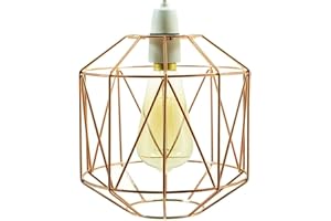 GMUK HOME & GARDEN PRODUCTS Retro Design Light Shade - Metal Wire Basket Cage Lamp Shade - Ceiling Pendant Light Shade – Wire Cage Lamp Shade - Vintage Industrial Style - Metal Lamp Shade - Easy Fit - Copper