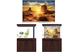 Sheens Sol y Desierto Estilo Acuario Fish Tank Poster Espesar PVC Adhesivo Terrario Telón de Fondo Estático Pegatina Wallpaper Wallpaper [91 * 41cm] Adornos