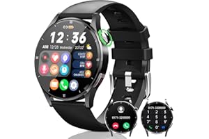 GT HITGX Smart Watch Answer/Make Calls, 1.32'' Fitness watch with Heart Rate/Sleep Monitor/Blood Oxygen, Activity Trackers for iPhone Android(Black-A)