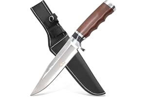 KROLLMANN by GER-SABER Jagdmesser festehende Clip-Point-Klinge inkl. Gürtelholster 28,5cm Einhandmesser - Outdoor Messer für jedes Abenteuer, Survival Bowiemesser für Camping, Jagd, Wandern und mehr (SA66)