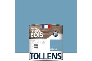 Tollens - Peinture extérieure bois 2 en 1 - Ultra Résistante - Finition Satin - Laque Riche en Résine - Pour Toute Boiserie Extérieure - Sans Sous-Couche - Satin - Bleu Pastel - 2L = 32m2