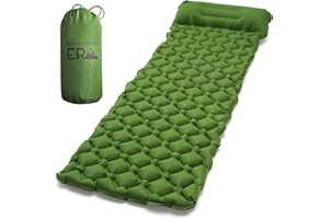 EXPEDITIONERA Mata Kempingowa - Podkładka Do Spania Z Poduszką - Samopompująca Karimata Kempingowa - Nadmuchiwana Mata Do Spania - Kompaktowy Wodoodporny Materac - Lekki Pogrubiony Materac Dmuchany (Zielony)