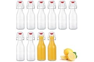 Zanfqvo 10 Botellas Cristal 250ml con Tapón Hermético, Botella Vidrio, Botella de Cristal Transparente Hermética para Bebidas, Cerveza, Aceite, Vinagre, Agua