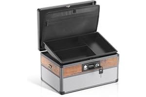 Glosen Boîte à Pharmacie avec clé, Boite Medicaments à clé, Armoire de Premiers Secours, Coffre de Rangement à clé Verrouillable 【L】 14 * 8.5 * 8.5 IN