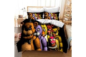 QROXY Five Nights at Freddy's Bettwäsche-Set,Kinderbettwäsche 3D-Digitaldruck Polyester,Allgemein Für Erwachsene Und Kinder (11,Single 135×200CM)