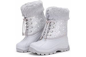 EUXTERPA Kids Warm Snow Boots Wellies For Boys Girls Winter Fleece Liner Boots Unisex Children Waterproof Wellington Boots