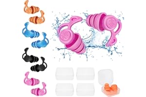 MEIFIYU Tappi per le orecchie da nuoto, 4 paia di tappi per le orecchie per il nuoto, per adulti, impermeabili, riutilizzabili, in morbido silicone (nero+blu+rosa+arancione)
