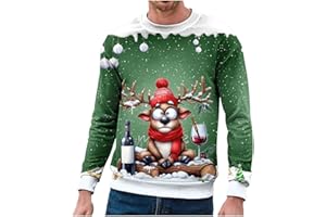 GÉNÉRIQUE Pull De Noël Homme Christmas Sweater Imprimé Sweatshirt Noel 3D Doublure Hoodie Casual Travail Sport Moche