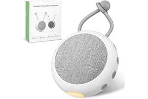 Mexgcom White Noise Machine für Babys & Erwachsene, White Noise Machine Baby - Einschlafhilfe Babys, 10 Klänge, Wiegenlied Baby, Silikonschlaufe - tragbar für unterwegs - USB-C(Weiß)