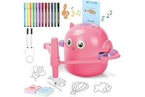 Charmofun Robot che Disegna per Bambini, Robot Disegno on 100 Cartoline, Robottino Giocattolo per Apprendimento Precoce, Robots Interattivo Vocale per Bambino Bambina dai 3 Anni in su (Rosa)