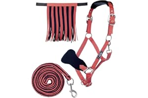 HKM 10733 Halfterset, Halfter Fliegenfransen Strick 180cm Karabiner, Pony VB WB