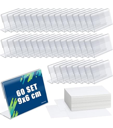 Porte-étiquette de prix, 50 PCS porte-étiquette en plastique transparent, support d'affichage de prix, mini porte-prix en PVC transparent pour supermarché, bureau, magasin de détail (70 * 42 mm