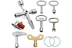 PKCHYE Chiave a Croce Universale 7 Pezzi, Chiave Triangolare Metallo Chiave Quadrata Contatore Piazza Chiave Rubinetto Chiave per Rubinetti per Contatori Acqua Elettricità, Radiatori, ecc