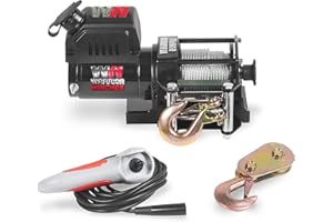 WARRIOR WINCHES Warrior Ninja 3500lb 12v Electric Winch - Wired Hand Control, High Power Motor - Heavy Duty Contacts, Steel Planetary Gearing, Steel Drum, Watertight Socket, Chip Resistant Paint - Synthetic Rope