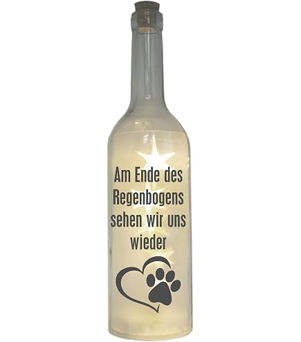 LED Leuchtflasche Mit Spruch – 'All You Need Is Love And A Dog', 29 Cm, Grau, Mit Glitzereffekt
